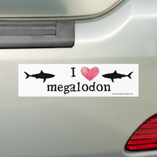 Ik hart Megalodon Bumpersticker (Op auto)
