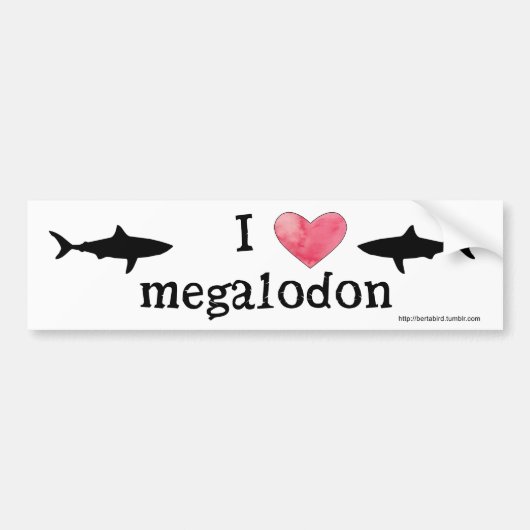 Ik hart Megalodon Bumpersticker (Voorkant)