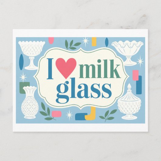 "Ik [Hart] Melkglas" Briefkaart (Voorkant)