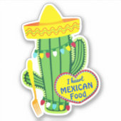 Ik hart Mexicaanse voedsel cactus sombrero vork Sticker (Voorkant)