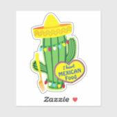 Ik hart Mexicaanse voedsel cactus sombrero vork Sticker (Vel)
