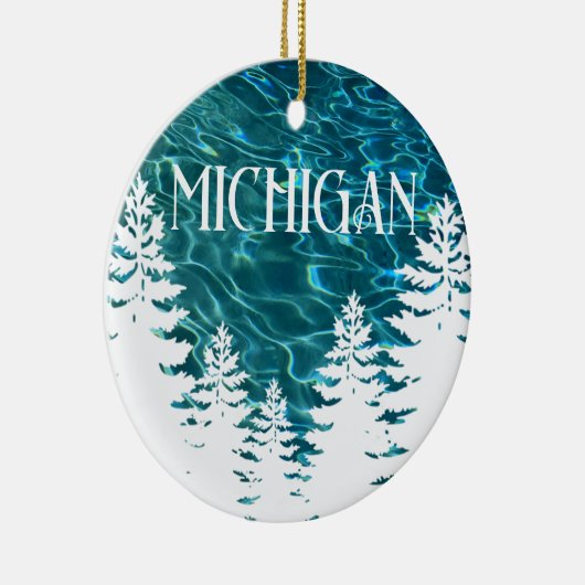 Ik hart Michigan aanpasbare tekst Keramisch Ornament (Rechts)