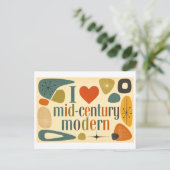 "Ik [Hart] Mid-Century Modern" Briefkaart (Staand voorkant)