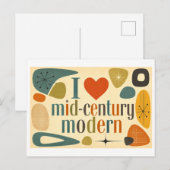 "Ik [Hart] Mid-Century Modern" Briefkaart (Voorkant / Achterkant)
