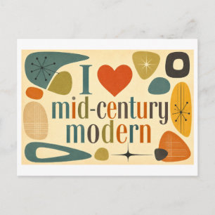 "Ik [Hart] Mid-Century Modern" Briefkaart