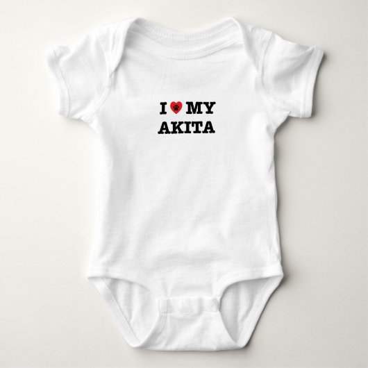 Ik hart mijn Akita Baby Bodysuit (Voorkant)