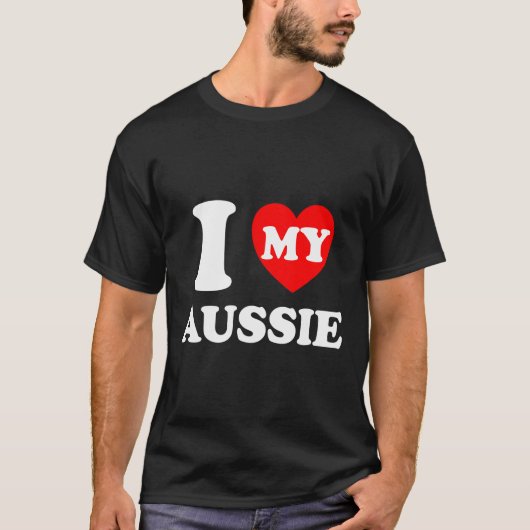 Ik hart mijn Aussie Ik hou van mijn Aussie T-shirt (Voorkant)