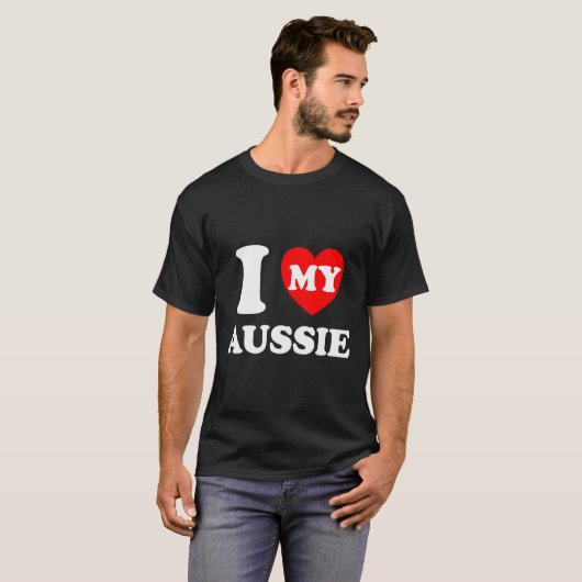 Ik hart mijn Aussie Ik hou van mijn Aussie T-shirt (Voorkant volledig)