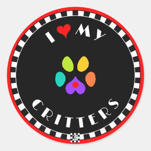 Ik hart mijn beestjes ronde sticker (Voorkant)