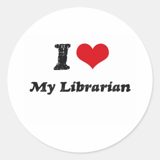 Ik hart mijn bibliothecaris ronde sticker (Voorkant)