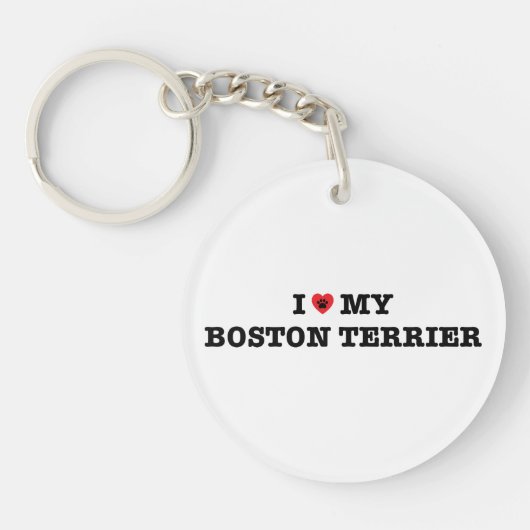 Ik hart mijn Boston Terrier acryl Sleutelhanger (Voorkant)
