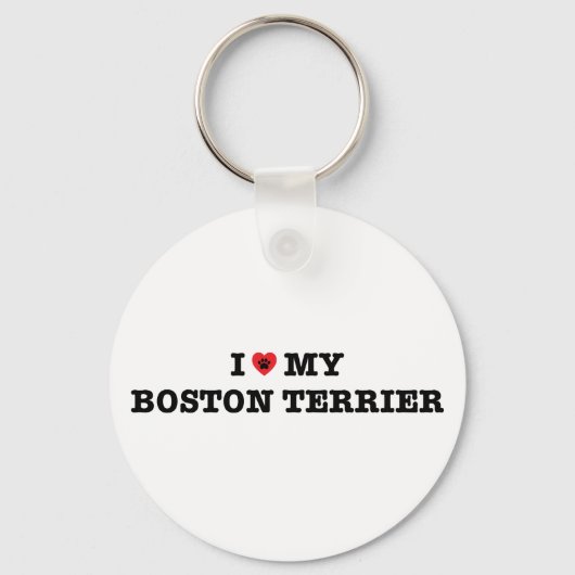 Ik hart mijn Boston Terrier Button Sleutelhanger (Voorkant)