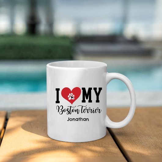 Ik hart mijn Boston Terrier gepersonaliseerd Koffiemok
