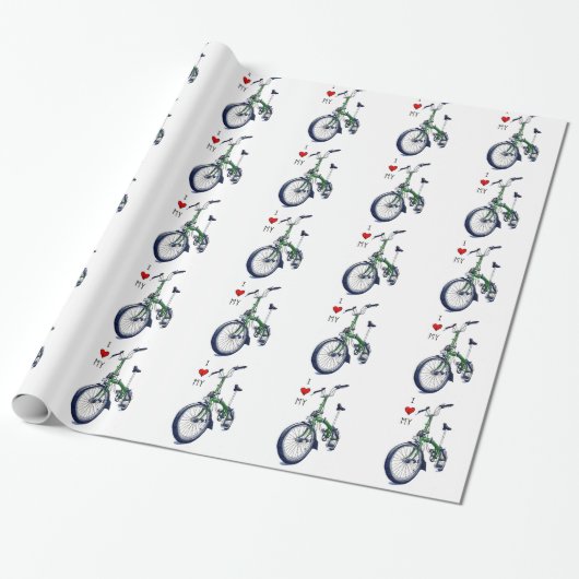 Ik hart mijn brompton (groen) cadeaupapier (Uitgerold)
