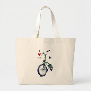 Ik hart mijn brompton (groen) grote tote bag