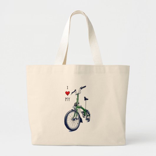 Ik hart mijn brompton (groen) grote tote bag (Voorkant)