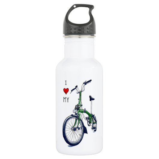 Ik hart mijn brompton (groen) waterfles  (Voorkant)