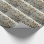 Ik hart mijn familie, zand schrijven strandliefheb cadeaupapier (Hoek)