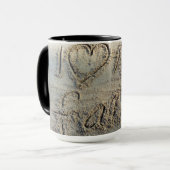 Ik hart mijn familie, zand schrijven strandliefheb mok (Voorkant links)