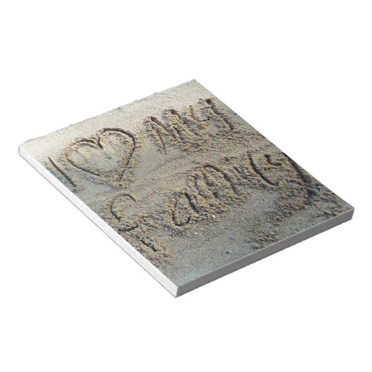 Ik hart mijn familie, zand schrijven strandliefheb notitieblok (Schuin)