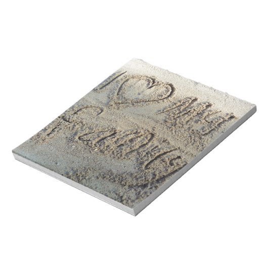 Ik hart mijn familie, zand schrijven strandliefheb notitieblok (Linkerzijde)