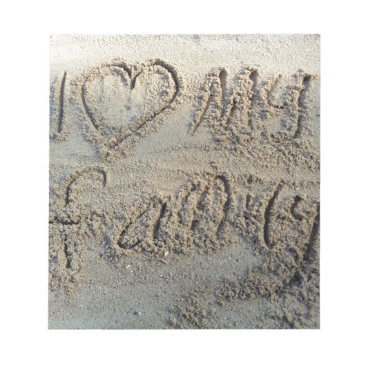 Ik hart mijn familie, zand schrijven strandliefheb notitieblok (Voorkant)