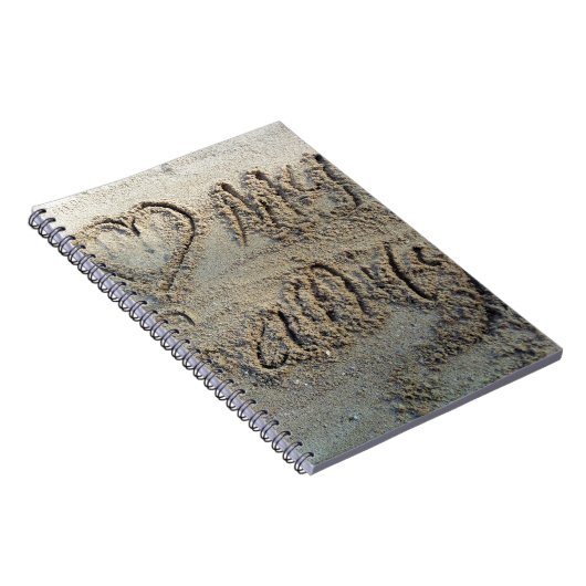 Ik hart mijn familie, zand schrijven strandliefheb notitieboek (Rechterzijde)