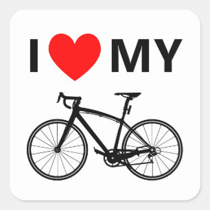 Ik hart mijn fiets Cool Fun Schattigee fietsliefde Vierkante Sticker
