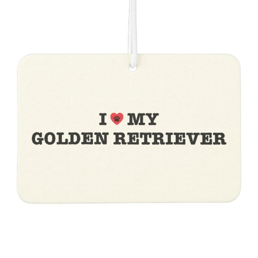 Ik hart mijn Golden Retriever Car luchtverfrisser (Voorkant)