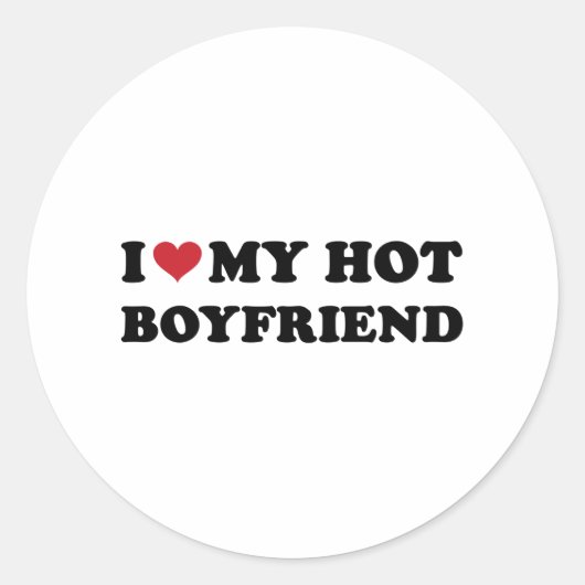 Ik hart mijn hete vriend ronde sticker (Voorkant)