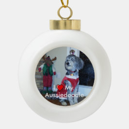 Ik hart mijn (Hondenras) keramische fotoversiering Bal Ornament