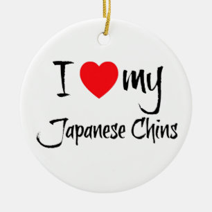Ik Hart Mijn Japanse Chin Honden Keramisch Ornament