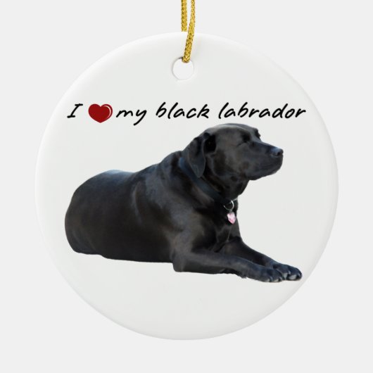 Ik "hart" mijn Labrador Retriever woorden met foto Keramisch Ornament (Voorkant)