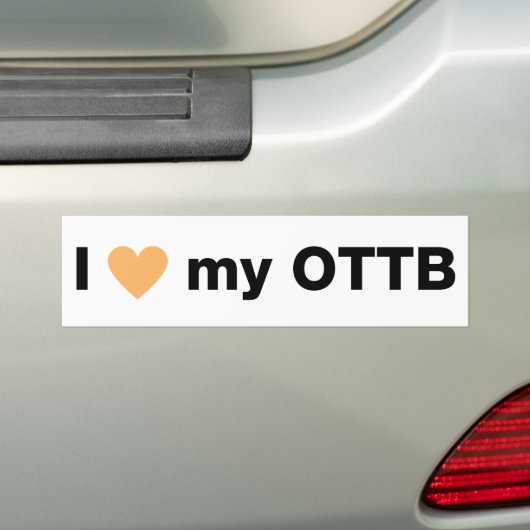 Ik hart mijn OTTB - Bumpersticker in wit (Op auto)
