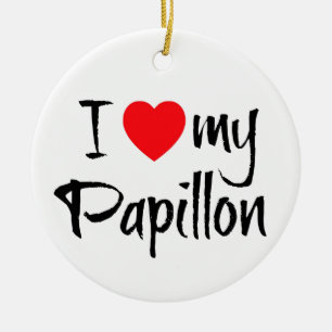 Ik hart mijn Papillon hond Keramisch Ornament