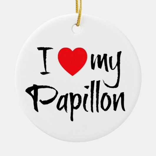 Ik hart mijn Papillon hond Keramisch Ornament (Voorkant)