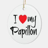 Ik hart mijn Papillon hond Keramisch Ornament (Links)