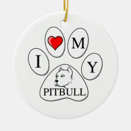 Ik hart mijn pit bull paw - hond, huisdier, beste  keramisch ornament
