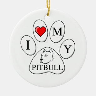 Ik hart mijn pit bull paw - hond, huisdier, beste keramisch ornament