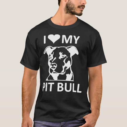 Ik hart mijn pitbull Ik hou van mijn T-shirt (Voorkant)