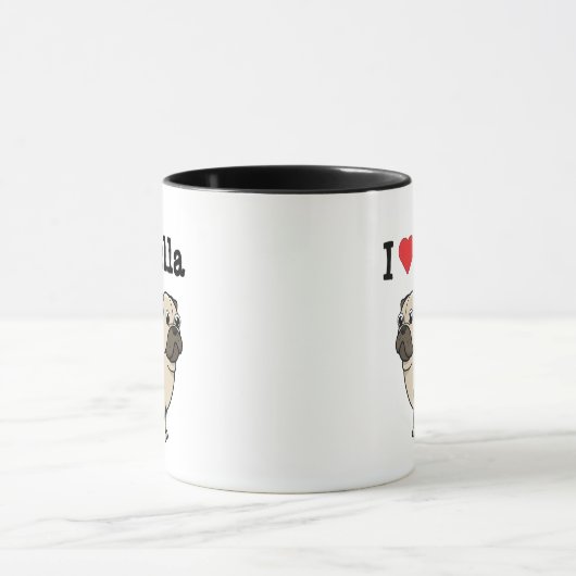 Ik "hart" mijn pug- en eigen koffiekoffie-mok mok (Midden)