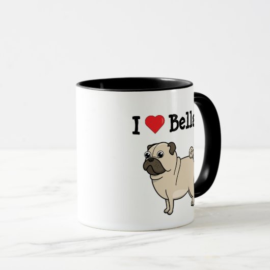 Ik "hart" mijn pug- en eigen koffiekoffie-mok mok (Voorkant rechts)