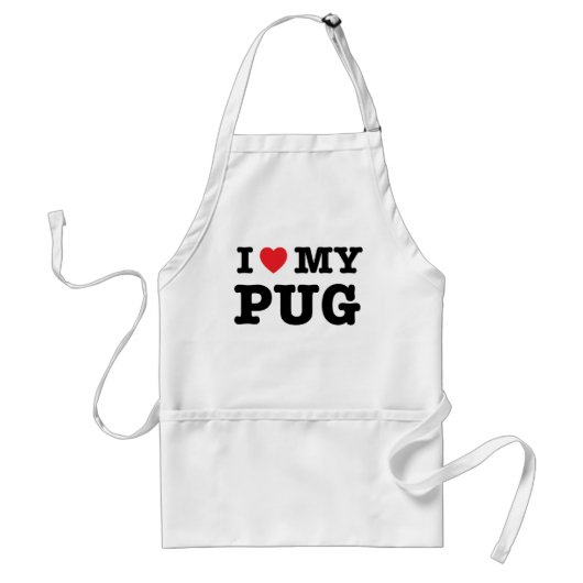 Ik hart mijn Pug Kitchen Schort (Voorkant)
