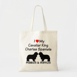 Ik hart mijn twee Cavalier King Charles Spaniel ho Tote Bag