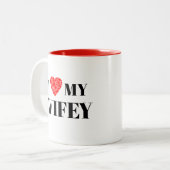 Ik hart mijn vrouw | Cadeau om personaliseren Tweekleurige Koffiemok (Voorkant links)