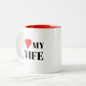 Ik hart mijn vrouw | Cadeau om personaliseren Tweekleurige Koffiemok (Voorkant links)