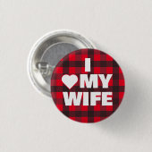 Ik "hart" mijn [vrouw] en een gevarieerd patroon ronde button 3,2 cm (Voorkant /achterkant)