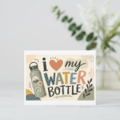 Ik [Hart] Mijn Waterfles Briefkaart (Staand voorkant)