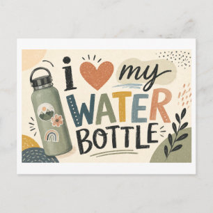 Ik [Hart] Mijn Waterfles Briefkaart