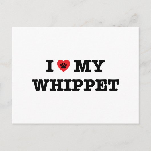 Ik hart mijn Whippet Briefkaart (Voorkant)